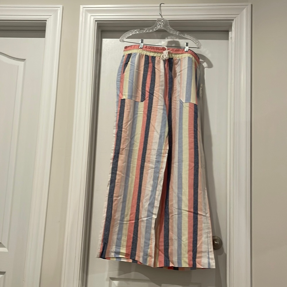 Linen blend wide leg pants